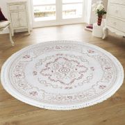 Bahariye Ruby HA 9652 Pembe Daire Saçaklı Modern Halı 153x153 cm