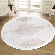 Bahariye Ruby HA 9657 Bej Daire Saçaklı Modern Halı 153x153 cm