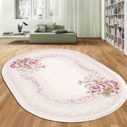 Bahariye Ruby HA 9670 Pembe Oval Saçaklı Modern Halı 153x230 cm