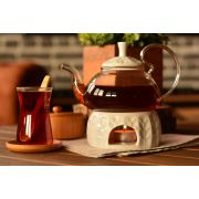 Taşev Palida - Isıtıcılı Süzgeçli Demlik 600 ml Beyaz