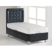 Belletto Tek Kişilik Sandıklı Siyah Deri Baza + Siyah Deri Başlık + Palas Soft Yatak 100x200 cm