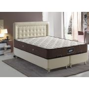 Belletto Çift Kişilik Sandıklı Krem Deri Baza ve Başlık 160x200 cm
