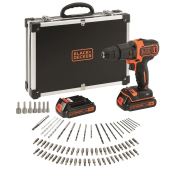 Black&Decker BDCHD18BAFC 18Volt/1.5Ah Li-ion Çift Akülü Darbeli Matkap 80 Parça Delme Vidalama Seti