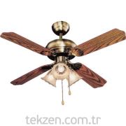 Tavan Vantilatörü Eskitme Metal 4 Ahşap Kanat-m520
