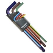 Bondhus 69499 Uzun Top Başlı Metrik Ölçü Allen Anahtar Seti Renkli İzole 9 Parça