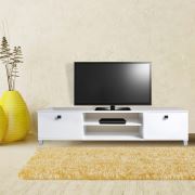 Boo Bruna 2 Kapaklı 2 Bölmeli Tv Sehpası Parlak Beyaz