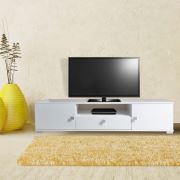 Boo Carina 2 Kapaklı Tek Çekmeceli Tv Sehpası Parlak Beyaz