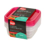 Bora Plastik Saklama Kabı Kare Sığ 3'lü Set 110x110x45 350 Ml BO545