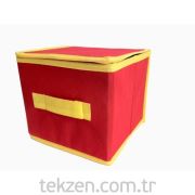 Bosphorus Dokusuz Kumaş Kırmızı Orta Kutu 18x17x15.5 cm