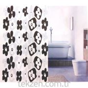 Bosphorus Duş Perdesi Pvc Siyah Çiçekli 180x180 cm