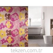 Bosphorus Duş Perdesi Pvc Kırmızı Papatyalı 180x180 cm