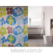 Bosphorus Duş Perdesi Pvc Mavi Papatyalı 180x180 cm