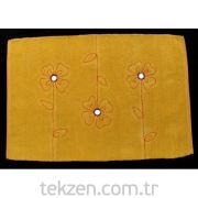 Bosphorus Aynalı Papatya Desen Sarı Chenile Kilim 60*90cm