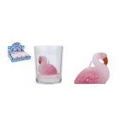 Bosphorus Dekoratif Cam Mum Açık Pembe Flamingo Şekilli