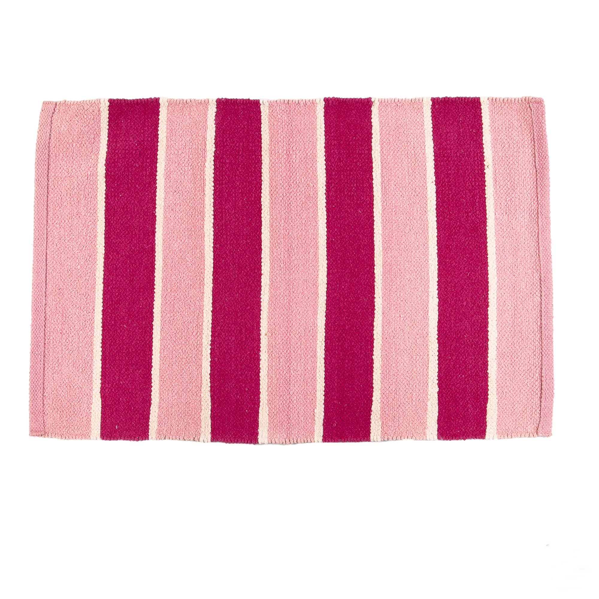 Bosphorus Kilim Çizgili Pembe Kırmızı Chenile Kumaş 75*50 Cm