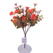 7 Dallı 33 cm Papatya Yapay Çiçek Kırmızı Beyaz-CK009KB
