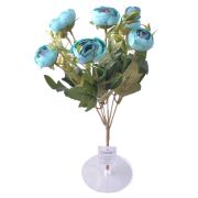 6 Dallı 28 cm Şakayık Gül Yapay Çiçek Mavi-CK011MA