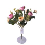 6 Dallı 28 cm Şakayık Gül Yapay Çiçek Sarı Mor-CK011SM