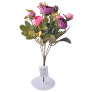 6 Dallı 28 cm Şakayık Gül Yapay Çiçek Pembe Mor-CK011PM