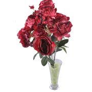 11 Dallı 50 cm Boy Damarlı Gül Yapay Çiçek Kırmızı-CK007KZ