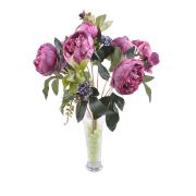 9 Dallı 40 cm Gül Yapay Çiçek Mor-CK003MR