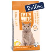 Cats White Portakal Kokulu Topaklaşan Doğal Bentonit Kedi Kumu 12 Lt 10 Kg (2 Adet)