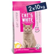 Cats White Bebek Pudrası Kokulu Topaklaşan Doğal Bentonit Kedi Kumu 12 Lt 10 Kg (2 Adet)