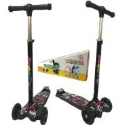 Cheroke K66-4 Led Işıklı Frenli Katlanır Çocuk Scooter Grafiti Desen Kırmızı