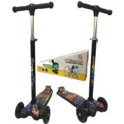 Cheroke K66-4 Led Işıklı Frenli Katlanır Çocuk Scooter Grafiti Desen Pembe