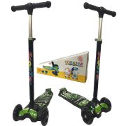 Cheroke K66-4 Led Işıklı Frenli Katlanır Çocuk Scooter Grafiti Desen Yeşil