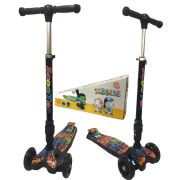 Cheroke K66-2 Led Işıklı Frenli Pratik Katlanır Çocuk Scooter Grafiti Desen Pembe