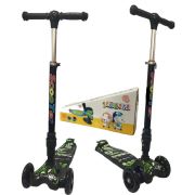 Cheroke K66-2 Led Işıklı Frenli Pratik Katlanır Çocuk Scooter Grafiti Desen Yeşil