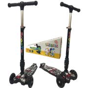 Cheroke K66-2 Led Işıklı Frenli Pratik Katlanır Çocuk Scooter Grafiti Desen Kırmızı