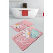 Chilai Home Ponte Pembe 3'lü Set Banyo Paspası 60x100/50x60/40x60cm