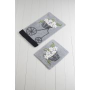 Chilai Home Alaçatı Gri 2'li Set Banyo Paspası 60x100/50x60cm