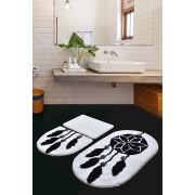 Chilai Home Rüya Sıyah 3'lü Set Banyo Halısı 60x100/50x60/40x60 cm