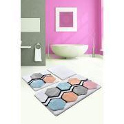 Chilai Home Petek Renklı 3'lü Set Banyo Halısı 60x100/50x60/40x60 cm