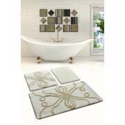 Chilai Home Parle Ekru 3'lü Set Banyo Halısı 60x100/50x60/40x60 cm