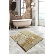 Chilai Home Elbıse Kahve 3'lü Set Banyo Halısı 60x100/50x60/40x60 cm