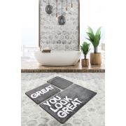 Chaili Home Great Gri 3'lü Set Banyo Halısı 60x100-50x60-40x60 cm