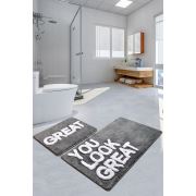 Chaili Home Great Gri 2'li Set Banyo Halısı 60x100 - 50x60 cm
