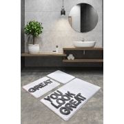 Chaili Home Great Beyaz 3'lü Set Banyo Halısı 60x100-50x60-40x60 cm