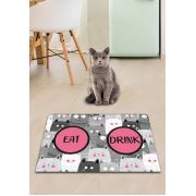 Chilai Home Pvc Cats Gri Kedi Köpek Mama Eğitim Paspası ve Beslenme Altlığı 45x70 cm