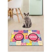 Chilai Home Pvc Cats Renkli Kedi Köpek Mama Eğitim Paspası ve Beslenme Altlığı 45x70 cm