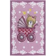 Confetti Teddy Buggy K.Pembe Oymalı Çocuk Halısı 100x150 cm