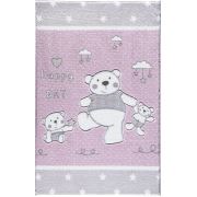 Confetti Happy Teddy Pembe Oymalı Çocuk Halısı 100x150 cm