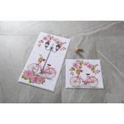 Confetti Romantic Bike Pembe Banyo Halısı 57x100 - 50x57 cm