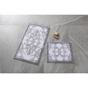 Confetti Shabby Damask Gri Banyo Halısı 57x100 - 50x57 cm