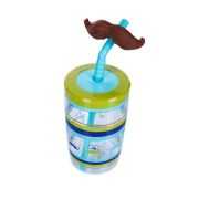 Bueno Funny Straw Mustache Çocuk Su Matarası, Su Şisesi Çocuk Suluk 420 ml ( 14 Oz )