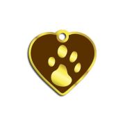 Dalis Pet Tag - Kalp Şeklinde 24 Ayar Altın Kaplama Küçük Köpek ve Kedi Künyesi (Kahverengi)